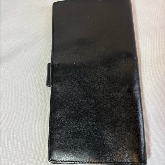 ADAMIS Black Leather Travel Wallet Snap Closure UNISEX - Picture 2 of 10